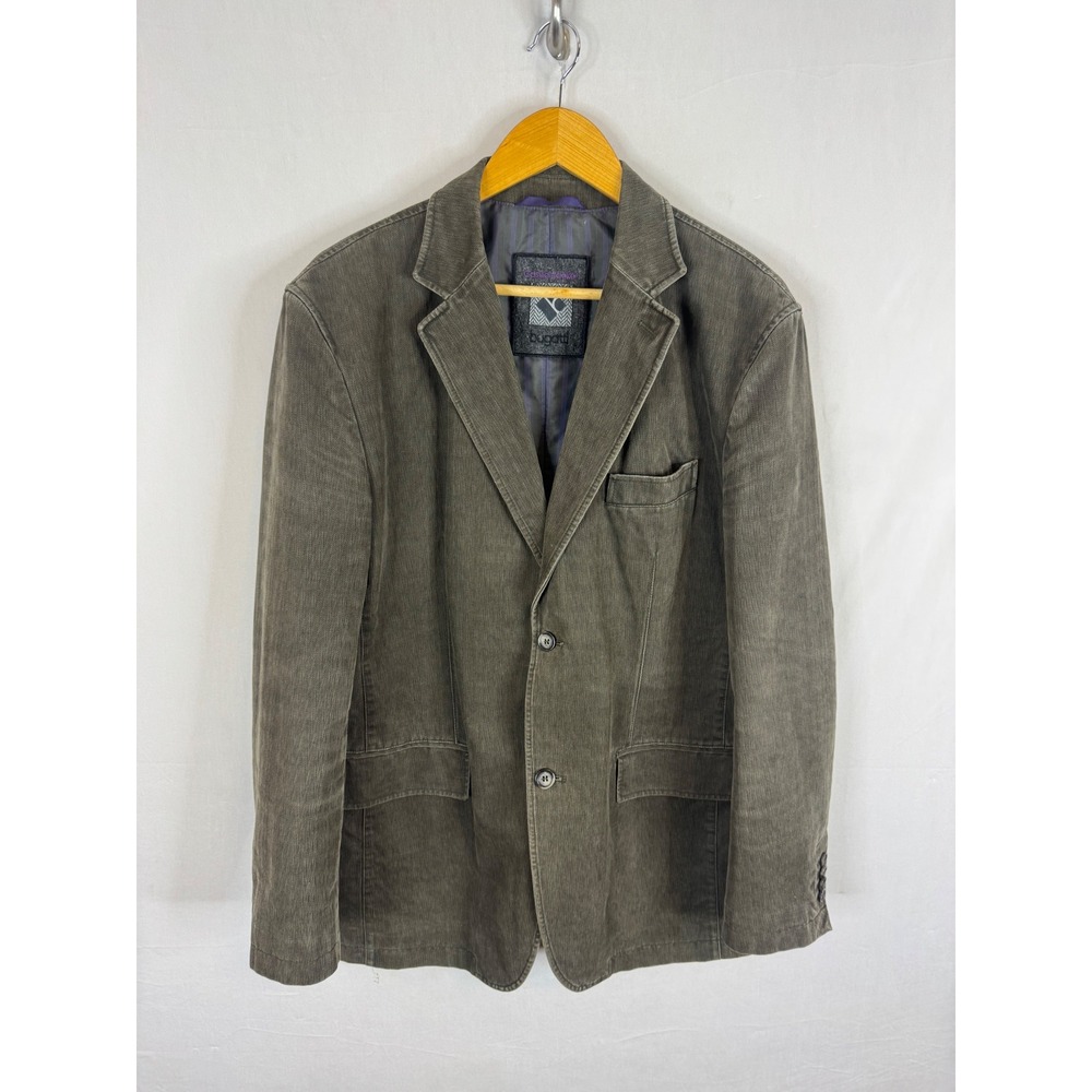 Bugatti Casual Deluxe Mens 40R (measures 42) Blazer Olive Green Cotton Germany